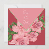 Chique roze hibiscus bewaar de datum save the date (Voorkant)