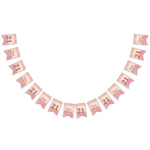 Chique Roze Holo Glitter Verjaardag Vlaggetjes