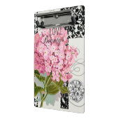 Chique Roze Hortensia Collage Vintage Damast Kunst Mini Klembord (Angled2)