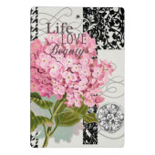 Chique Roze Hortensia Collage Vintage Damast Kunst Mini Klembord (Achterkant)
