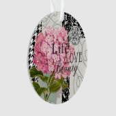 Chique Roze Hortensia Collage Vintage Damast Kunst Ornament (voorkant)