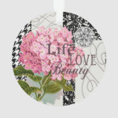 Chique Roze Hortensia Collage Vintage Damast Kunst Ornament (achterkant)