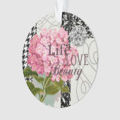 Chique Roze Hortensia Collage Vintage Damast Kunst Ornament (voorkant)