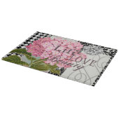 Chique Roze Hortensia Collage Vintage Damast Kunst Snijplank (Hoek)