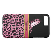 Chique roze jaguarprint iPhone 7 Plus hoesje (Achterkant (Horizontaal))