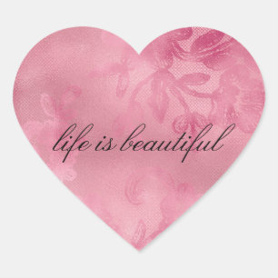 chique roze kant hart sticker