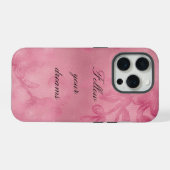 chique roze kant iPhone hoesje (Achterkant horizontaal)