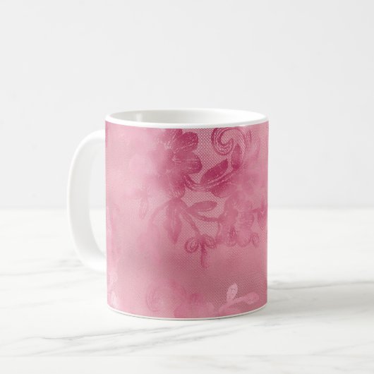 Chique Roze Kant Koffiemok (Voorkant links)