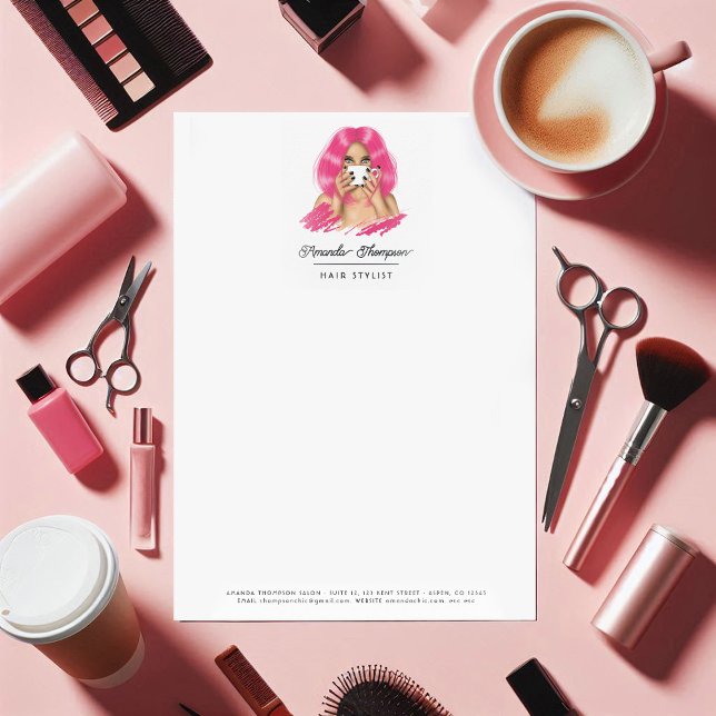 Chique Roze Kapsalon Briefhoofd (Chic Pink Hair Salon Letterhead)