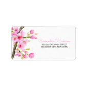 Chique roze kersenbloesem sakura bloemenadres etiket (Voorkant)