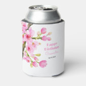 Chique roze kersenbloesem Sakura Floral Verjaardag Blikjeskoeler (Blikje Achterkant)