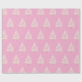 Chique Roze Kerstbomen Cadeaupapier (Vlak)