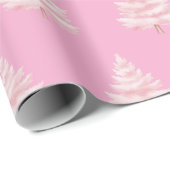 Chique Roze Kerstbomen Cadeaupapier (Rol Hoek)