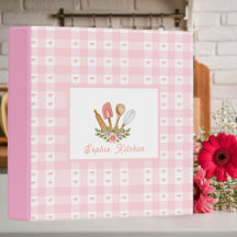 Chique Roze Keuken Gereedschap Boog Gingham Kookbo