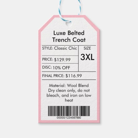 Chique Roze Kleine Bedrijf Logo Kleding Prijs Labe Cadeaulabel (Voorkant)