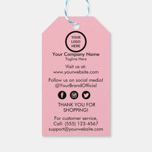 Chique Roze Kleine Bedrijf Logo Kleding Prijs Labe Cadeaulabel (Achterkant)