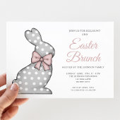 Chique Roze Konijn Pasen Brunch Kaart