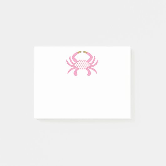 Chique Roze Krab | Kust Sticky Notees Post-it® Notes (Voorkant)