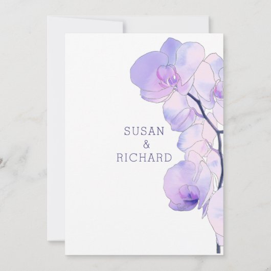 Chique roze lavendel zilveren orchidee bloemenbrui kaart (Achterkant)