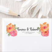 Chique roze lente bloem bruiloft retour label (Insitu)