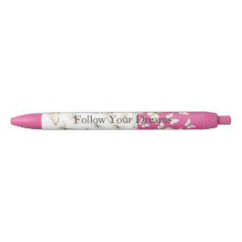 Chique Roze Luchten & Vlinders Zwarte Inkt Pen