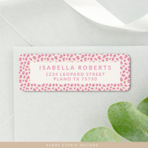 Chique roze luipaard print Adresetiketten
