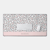 Chique roze luipaard print gepersonaliseerd bureaumat (Keyboard & Muis)
