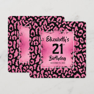 Chique roze luipaardprint 21e verjaardag kaart