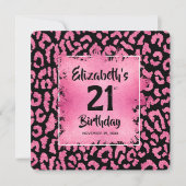 Chique roze luipaardprint 21e verjaardag kaart (Voorkant)