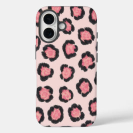 Chique roze luipaardprint iPhone 16 hoesje