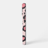 Chique roze luipaardprint iPhone 16 hoesje (Linkerkant)