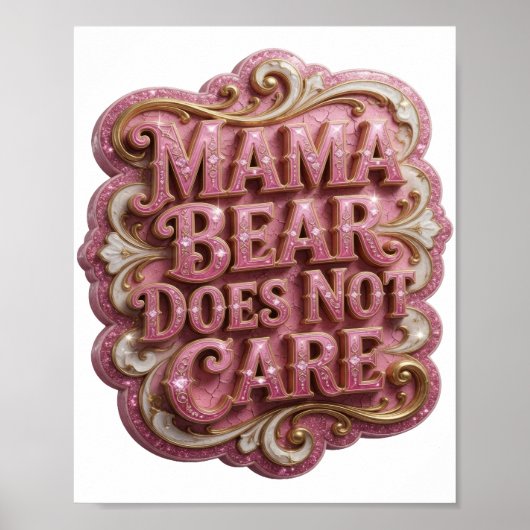 Chique Roze MAMA BEER GAA T NIET OVER Poster (Voorkant)