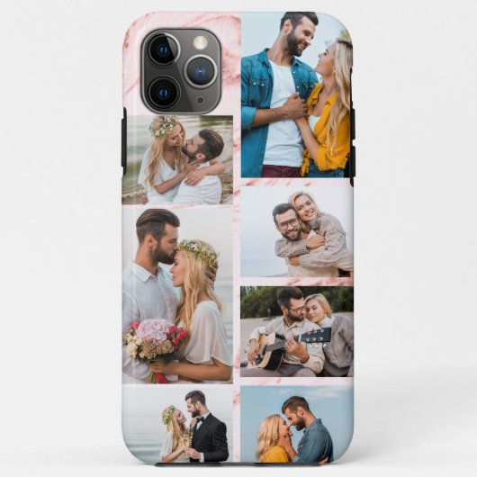 Chique roze marmer 7 fotocollage Case-Mate iPhone case (Achterkant)
