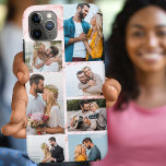 Chique roze marmer 7 fotocollage Case-Mate iPhone case<br><div class="desc">Gepersonaliseerd iPhone hoesje met multi fotocollage en roze marmeren achtergrond. De fotosjabloon staat klaar voor u om uw afbeeldingen toe te voegen en werkt met de klok mee van rechtsboven. Het marmer is een subtiel waterverf ontwerp. De fotocollage maakt gebruik van landschaps- en portretformaten om u een verscheidenheid aan opties...</div>