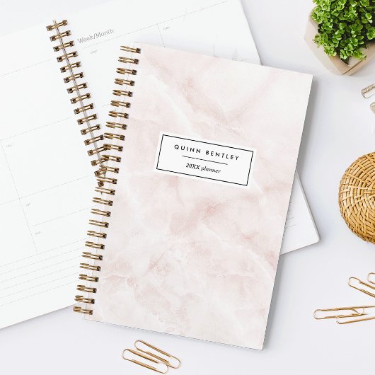 Chique roze marmer gepersonaliseerd planner