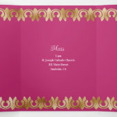 Chique roze met gouden Quinceanera-feestuitnodigin Drieluik Uitnodiging (Binnenkant midden)