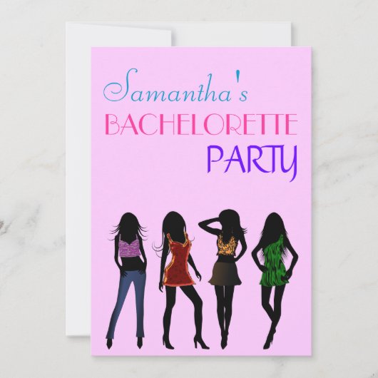 Chique roze Mode Meisjes Bachelorette Party Invite Kaart (Voorkant)