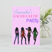 Chique roze Mode Meisjes Bachelorette Party Invite Kaart (Staand voorkant)