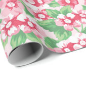 Chique roze modern bloemig meisjespatroon cadeaupapier (Rol Hoek)