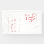 Chique roze moderne minimalistische bruiloft welko spandoek (Horizontaal)