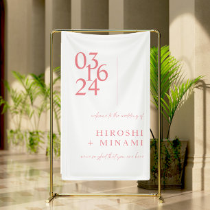 Chique roze moderne minimalistische bruiloft welko spandoek