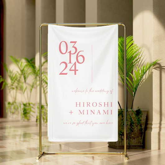 Chique roze moderne minimalistische bruiloft welko spandoek
