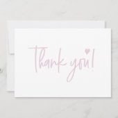 Chique Roze Moderne script Baby Meisje Shower Kopp Bedankkaart (Voorkant)