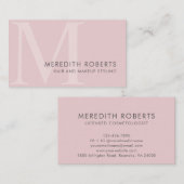 Chique Roze Monogram Initiaal M Haar Make-up Visitekaartje (Voorkant / Achterkant)