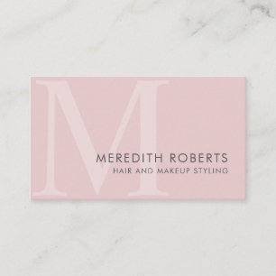 Chique Roze Monogram Initiaal M Haar Make-up Visitekaartje