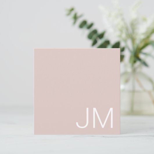 Chique Roze Monogram Initialen Oversized Notitiekaartje (Staand voorkant)