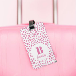 Chique Roze Monogram Naam Initiaal Bagagelabel