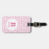 Chique Roze Monogram Naam Initiaal Bagagelabel (Voorkant horizontaal)