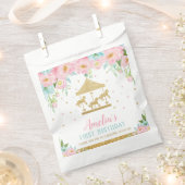 Chique roze munt bloemencarrousel verjaardagsfeest bedankzakje (Geknipt)