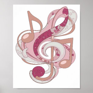 Chique Roze MUSIC IN PINK Modern Design Poster